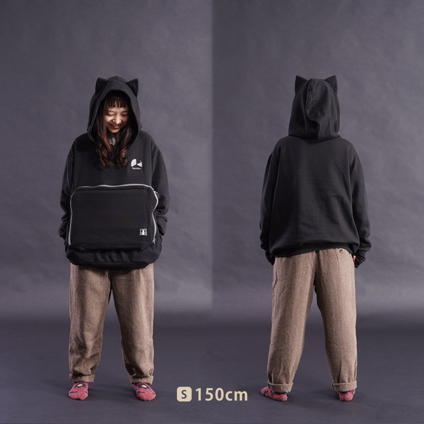 Bauhutte にゃんガルーパーカー2 Sサイズ BPA-001-S-BK ブラック バウヒュッテ 【代引・日時指定・キャンセル不可・北海道沖縄離島配送不可】 -メーカー直送- ※メーカー在庫残りわずか