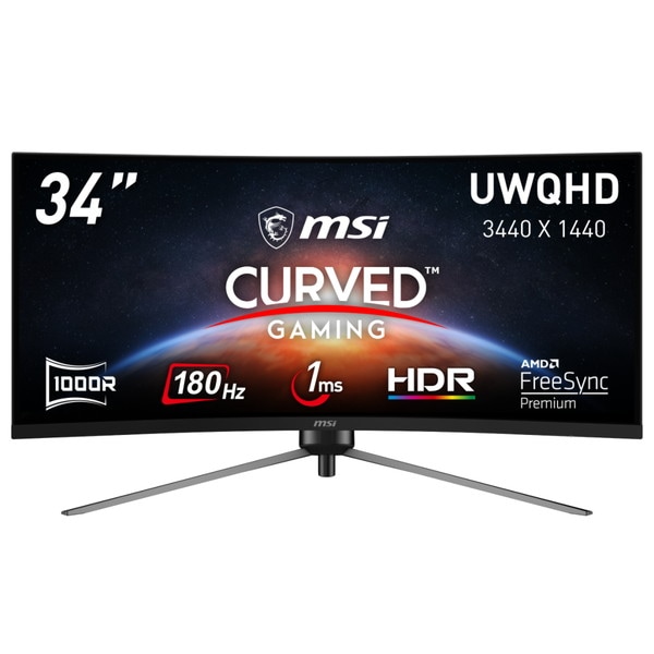 -MSI ウルトラワイド 湾曲ゲーミングモニター MAG-345CQR 34インチ UWQHD（3,440 × 1,440） 180Hz VAパネル ノングレア