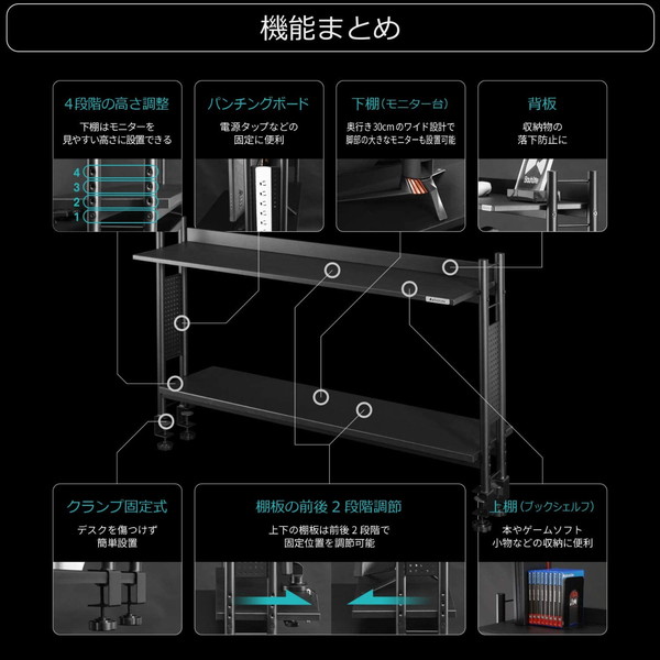 Bauhutte デスクラック2 ホワイト BHS-1200HN-WH 高さ78.5x幅121x奥行き30cm 前後2段階調節 【代引・日時指定・キャンセル不可・北海道沖縄離島配送不可】 -メーカー直送- ※メーカー在庫残りわずか
