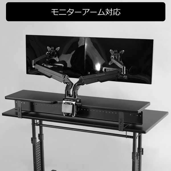 Bauhutte ワイドモニタースタンド ブラック BHS-1100MS-BK 幅110x奥26cm モニターアーム後付けに対応 配線整理/隠し可能 ※デスクは別売りです 【代引・日時指定・キャンセル不可・北海道沖縄離島配送不可】 -メーカー直送- ※メーカー在庫潤沢