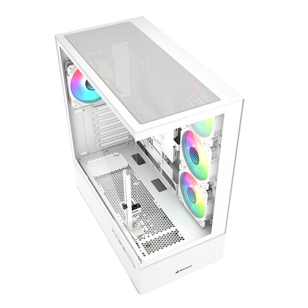 Sharkoon ミドルタワー PCケース SHA-AK6-RGB-WT 120mm RGBファン×4 標準搭載 ATX Micro ATX Mini-ITX 対応 ホワイト 【キャンセル不可・北海道沖縄離島配送不可】