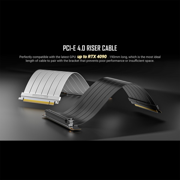 Antec グラフィックカード用ブラケット＋ライザーケーブル SHIFT Black AT-ARCVB-BK190-PCIE4-RTX40 可動式 縦置き RTX4090 PCIe4.0 対応 ブラック 【キャンセル不可・北海道沖縄離島配送不可】