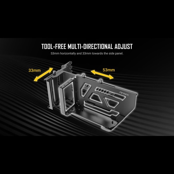 Antec グラフィックカード用ブラケット＋ライザーケーブル SHIFT Black AT-ARCVB-BK190-PCIE4-RTX40 可動式 縦置き RTX4090 PCIe4.0 対応 ブラック 【キャンセル不可・北海道沖縄離島配送不可】