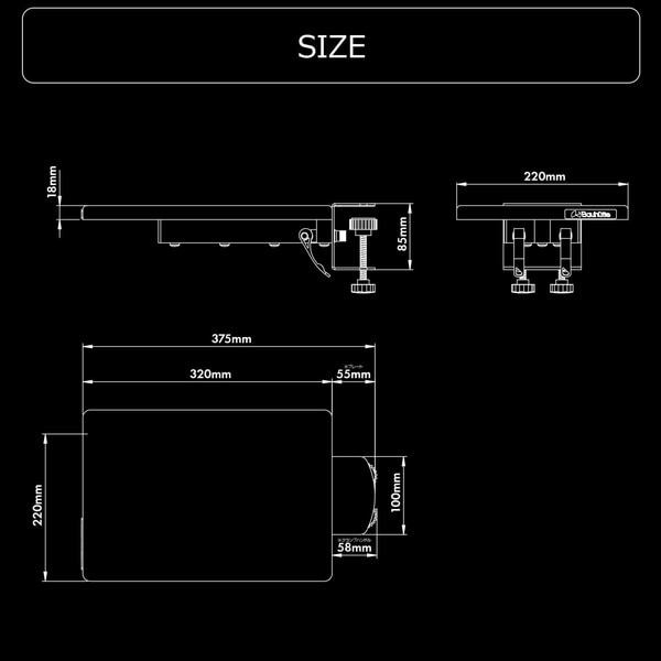 Bauhutte 昇降マウステーブル ブラック BHP-220MT-BK 幅22x奥32cm 無段階4cm昇降 小物置きにも 【代引・日時指定・キャンセル不可・北海道沖縄離島配送不可】 -メーカー直送- ※メーカー在庫潤沢